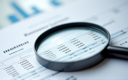 Una lente di ingrandimento su un documento finanziario.